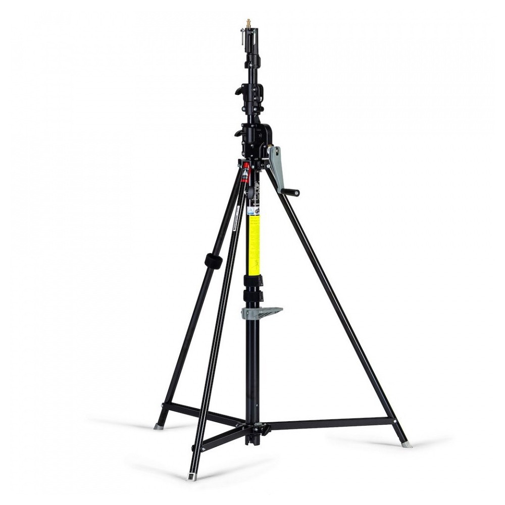 Geared Wind-Up Stand with Safety Release Cable, Black Chrome Manfrotto - Wytrzymały statyw oświetleniowy o maksymalnej