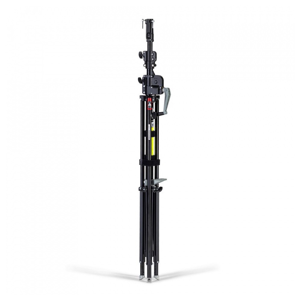 Geared Wind-Up Stand with Safety Release Cable, Black Chrome Manfrotto - Wytrzymały statyw oświetleniowy o maksymalnej