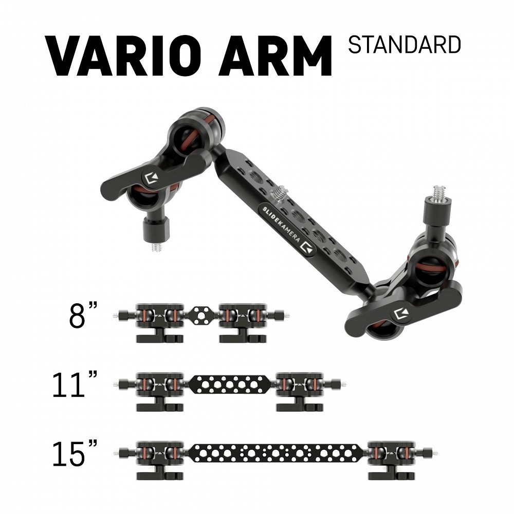 Vario Arm Standard Slidekamera - 
Umożliwia montaż różnego rodzaju akcesoriów foto/video
Szeroki zakres ruchu
Mnóstwo otworów 1/