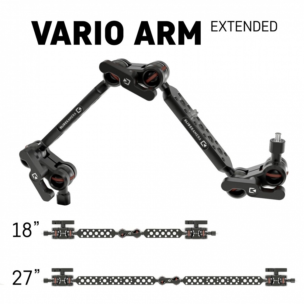 Vario Arm Extended - wydłużone Slidekamera - 
Umożliwia montaż różnego rodzaju akcesoriów foto/video
Szeroki zakres ruchu
Mnóstw