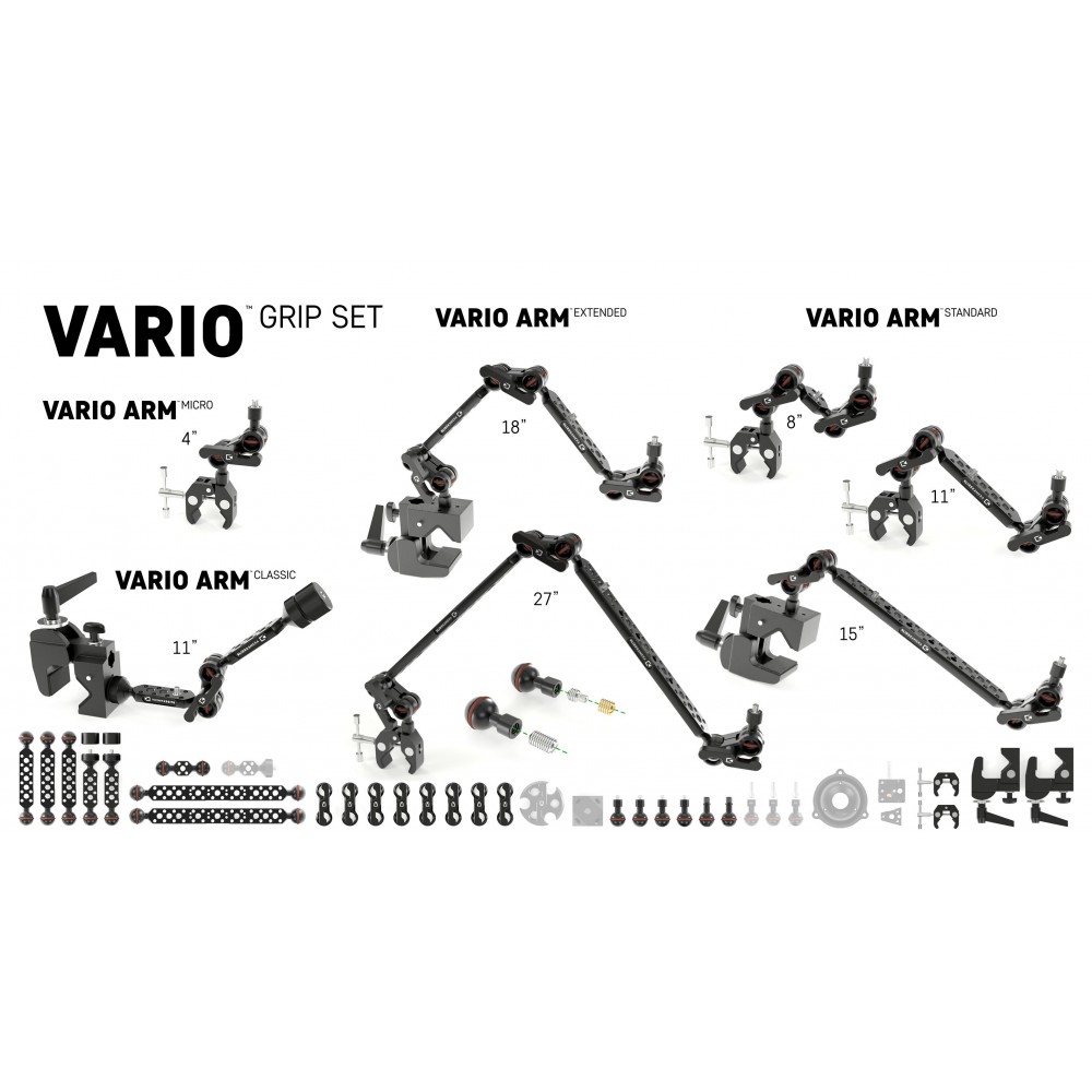 Zestaw Vario Grip Set Slidekamera - Uniwersalny zestaw uchwytów. To jak LEGO dla dużych chłopców. Wideo: https://vimeo.com/25931