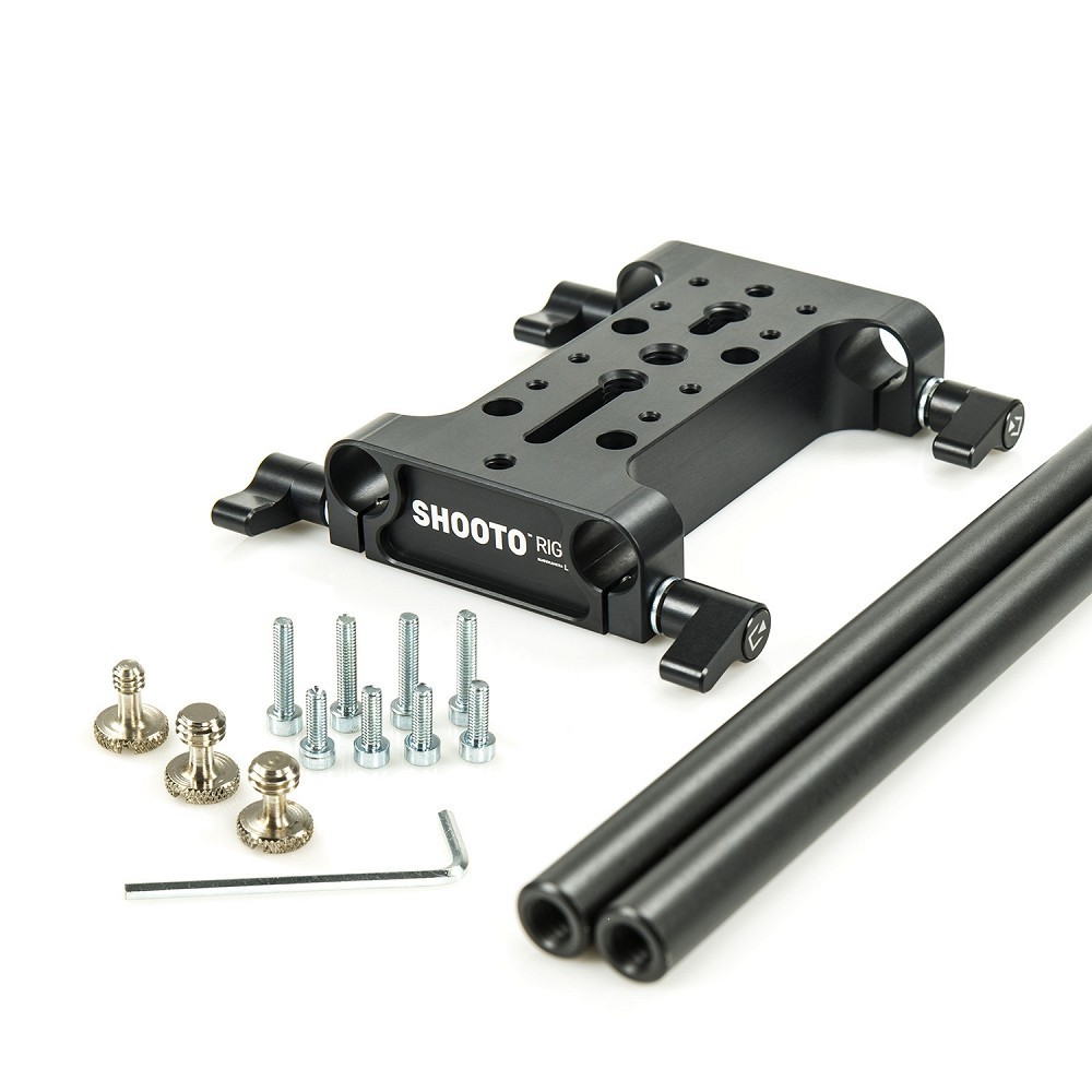 Shooto Rig - Uniwersalny Baseplate Slidekamera - Całkowita długość riga: 250 mm (9,8")Kolor: czarnyWaga: 0,56 kgMateriał: