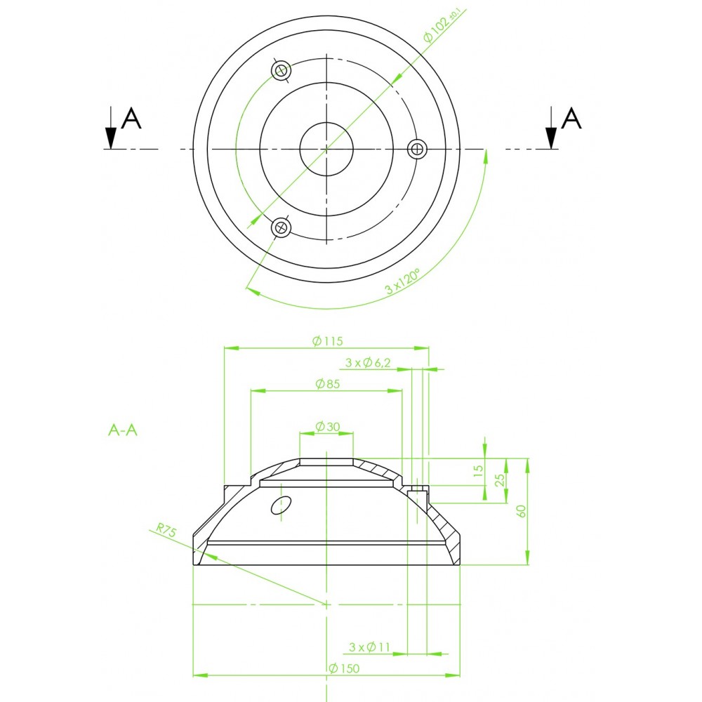 Miska rozdział adapter 150mm Slidekamera - Kolor: czarny Materiał: twarde anodowane aluminium 4