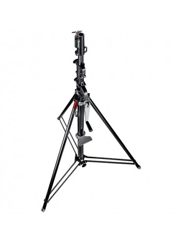Geared Wind-Up Stand with Safety Release Cable, Black Chrome Manfrotto - Wytrzymały statyw oświetleniowy o maksymalnej