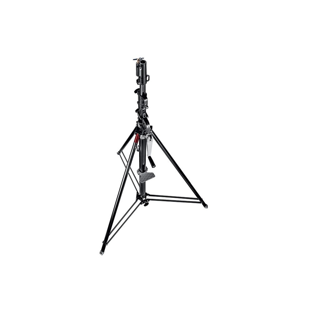 Geared Wind-Up Stand with Safety Release Cable, Black Chrome Manfrotto - Wytrzymały statyw oświetleniowy o maksymalnej