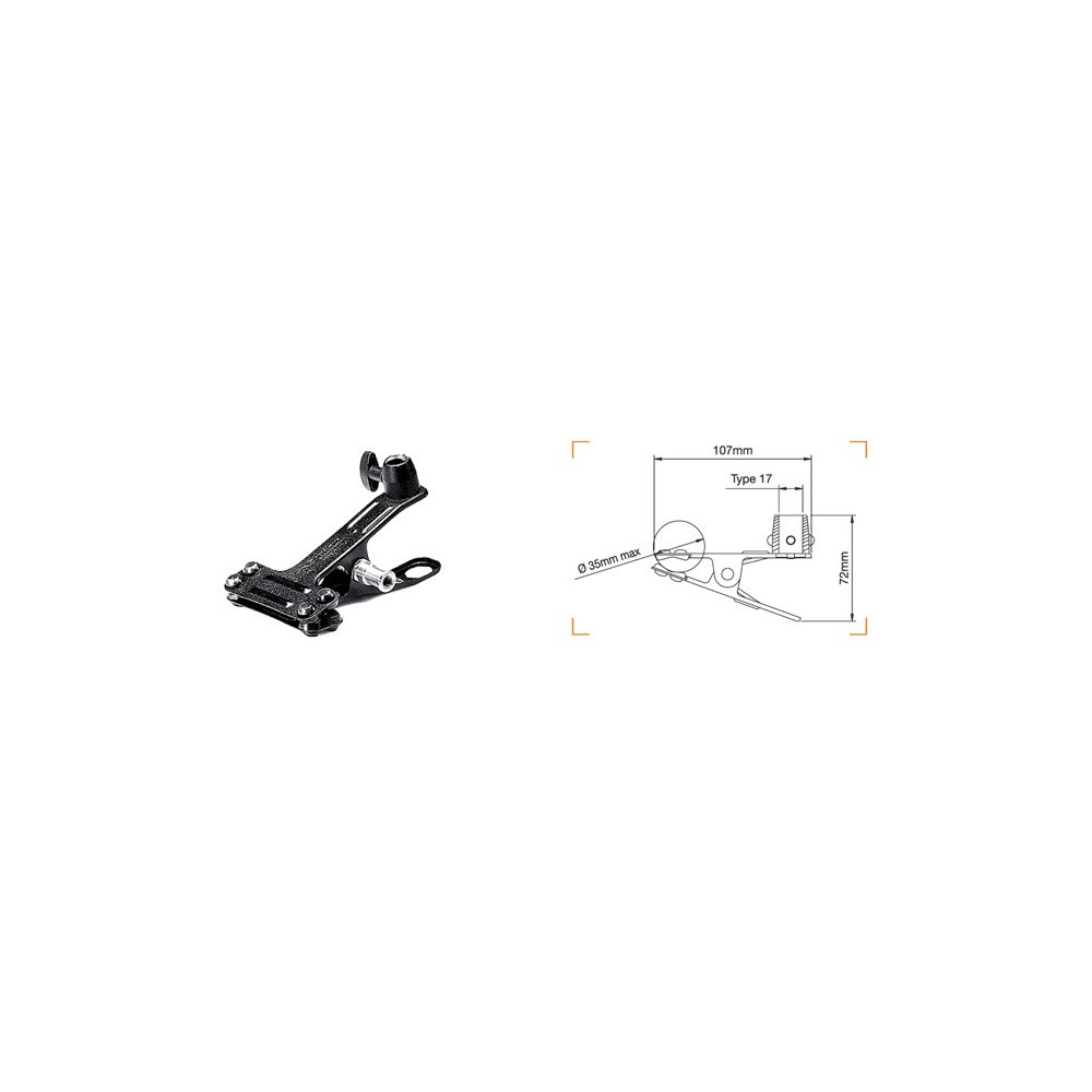 Mini zacisk sprężynowy do prętów 35 mm Manfrotto - 
Wszechstronny zacisk z różnymi opcjami mocowania
Mocno zaciska się na