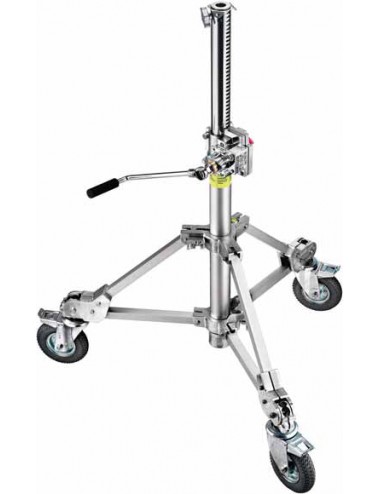 Strato Safe Crank-Up Stand 1 R Twarde koła, z hamulcem Avenger - Aluminiowe nogi i kolumna ze stali chromowanej. 80 mm/3.14'' Ha