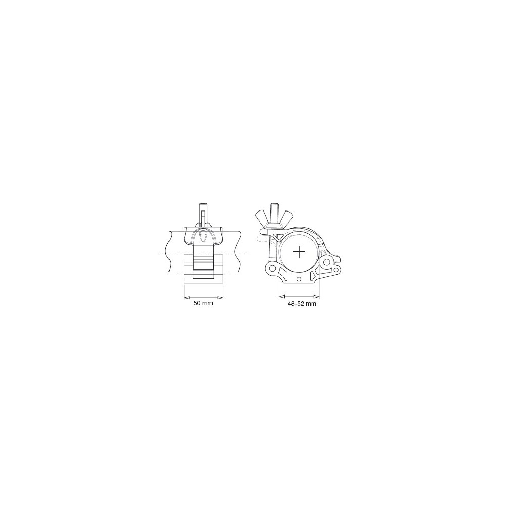 Zacisk oczkowy LP Twin, stały, 48-52 mm Ø Avenger - 
Maks. obciążenie: 300kg
Podwójne złącze
90° stałe
 2
