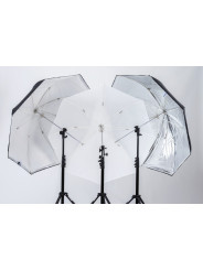 Parasol „wszystko w jednym” srebrny/biały Lastolite by Manfrotto - Białe przezroczyste przestrzelone Przezroczysty przestrzelony