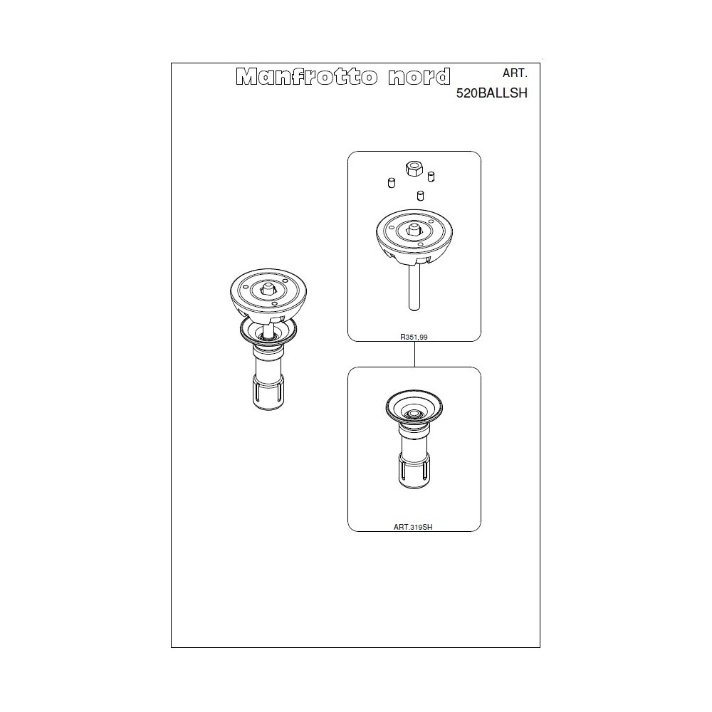 Adapter krótki pod głowicę do gniazda 75mm Manfrotto - Półkula 75 mm z krótkim uchwytem do hi hat 529B 4