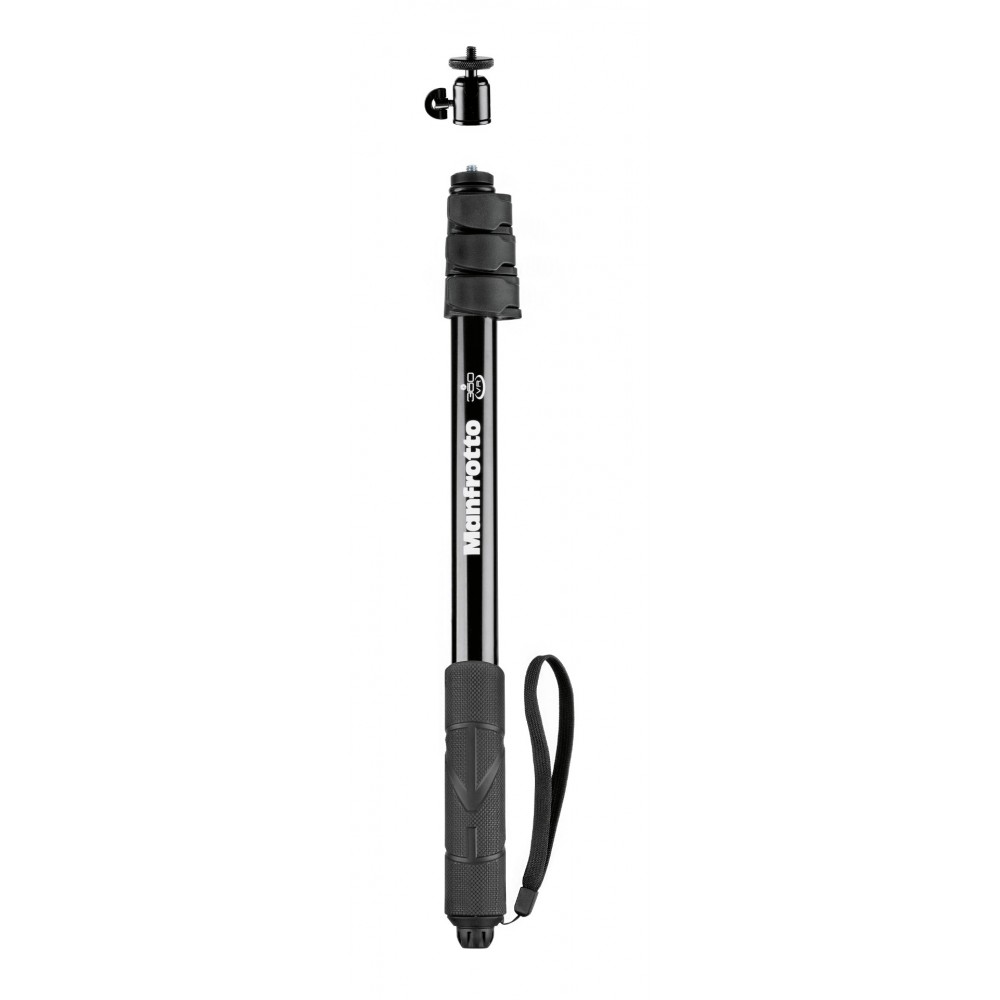 VR 360 Selfie Stick Manfrotto - Kompaktowy i lekki, do małych kamer 360° W zestawie mała zdejmowana aluminiowa głowica kulowa Za